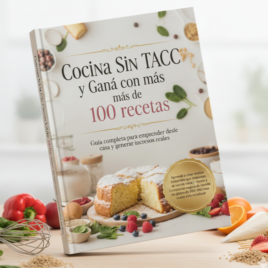 COCINA SIN TACC + 100 RECETAS PREMIUM + 5 BONUS DE REGALO